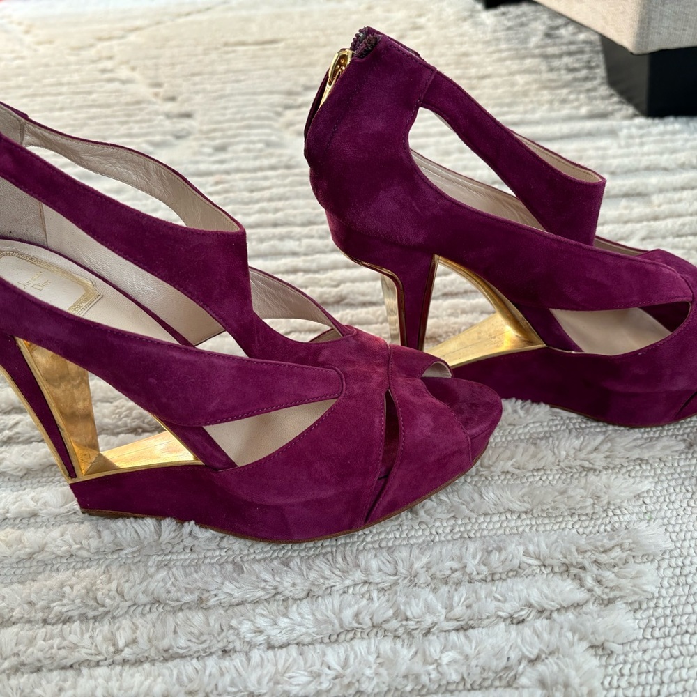 Christian Dior Purple Suede Heels size 39 - Picture 2 of 8